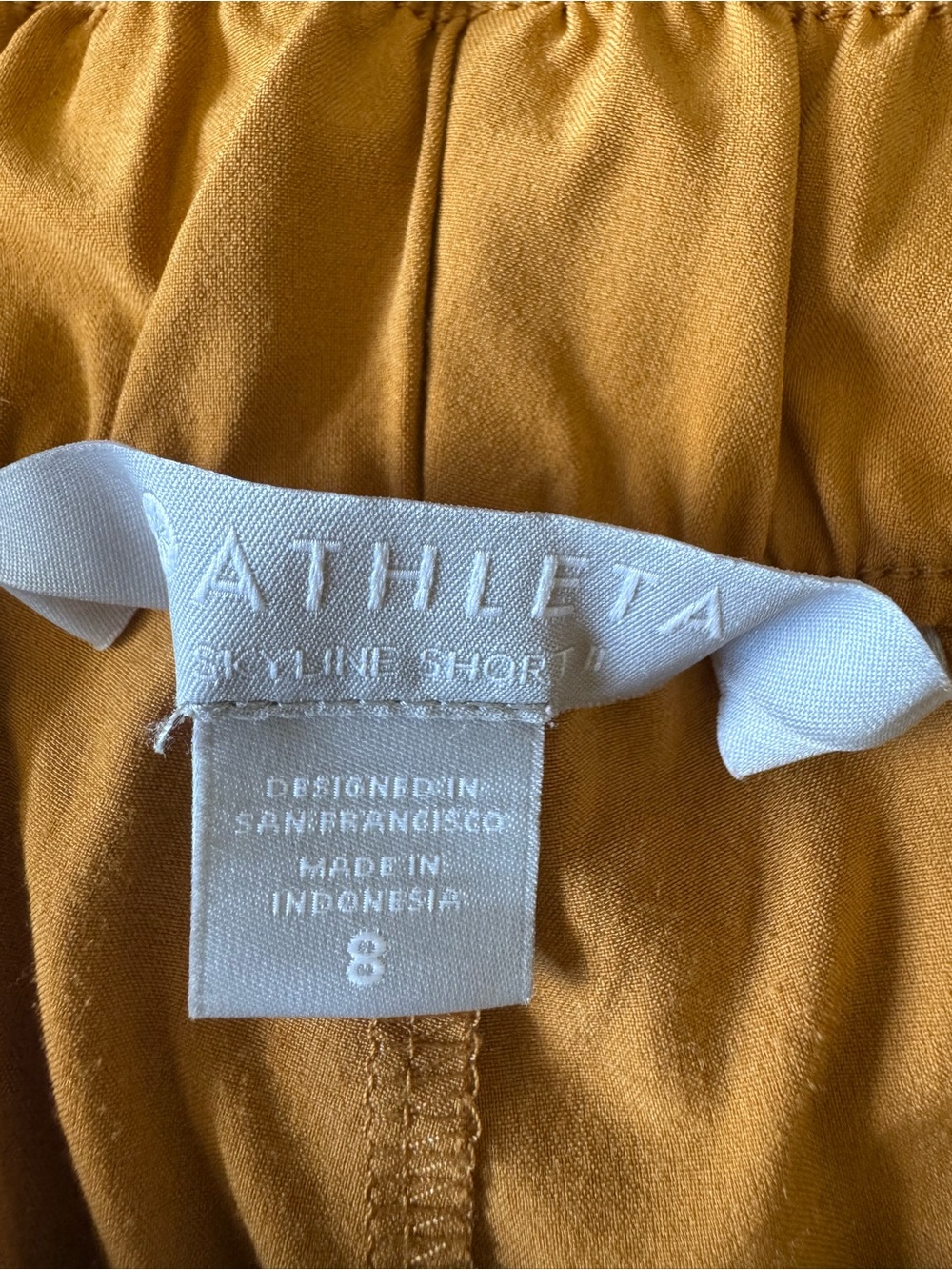 Athleta skyline shorts ll paperbag waist with a tie belt-mustard yellow - Picture 8 of 11
